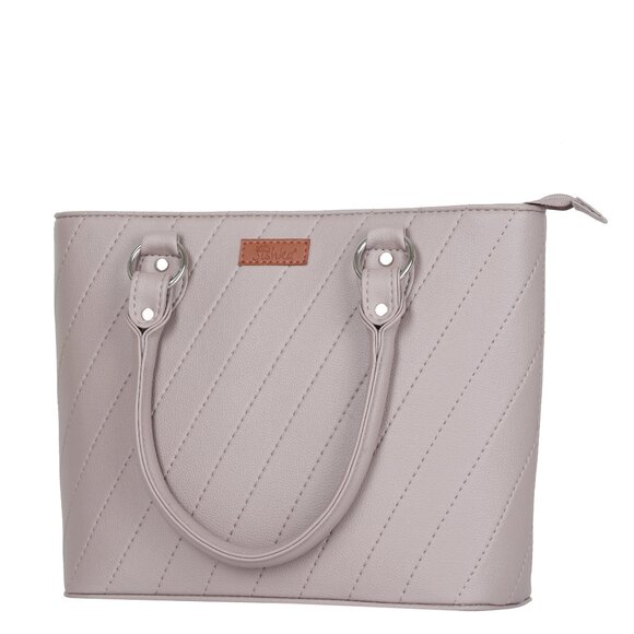 Top-Handle Tote Bag – Vegan Leather Women's Mauve Satchel Purse or Shoulder Bag - Picture 10 of 11